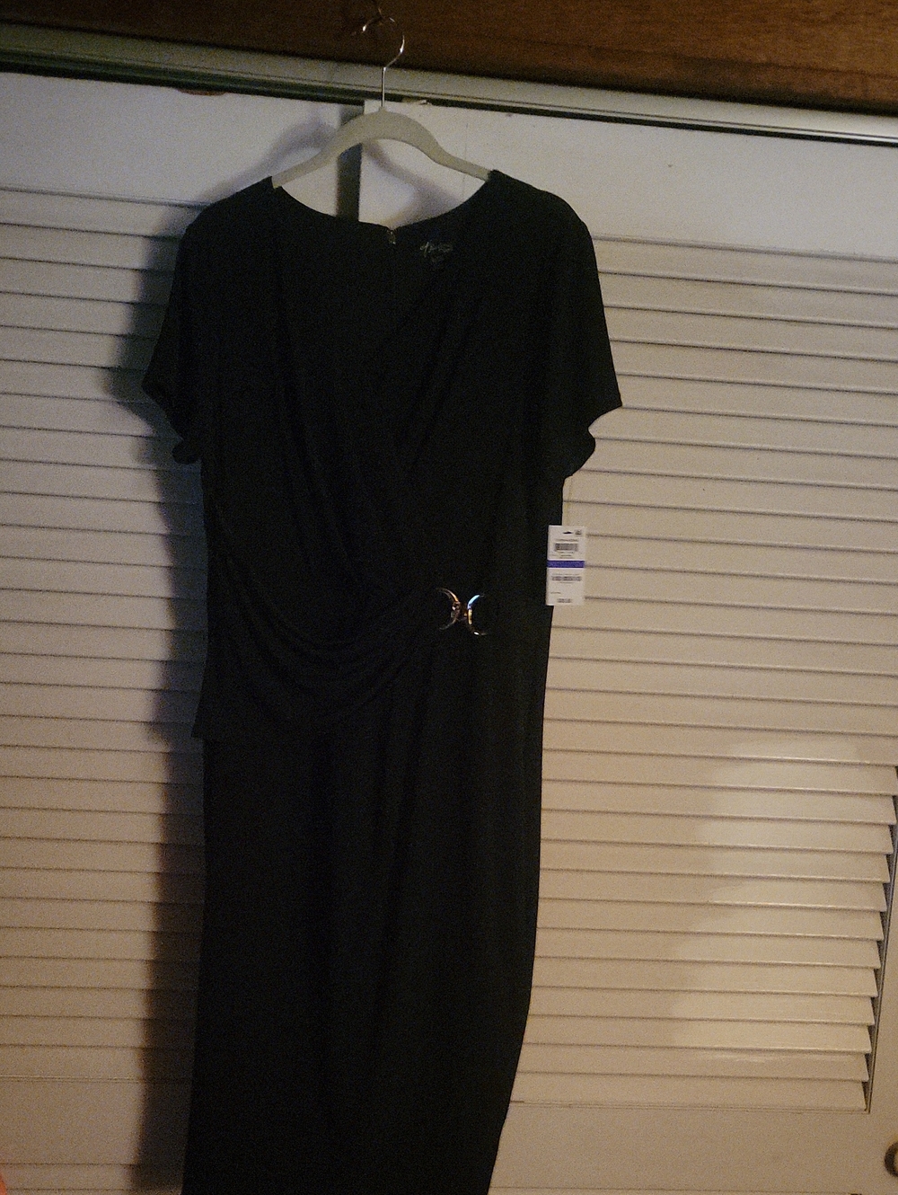 Thalia Sodi Black Midi Dress with Draped Waist
